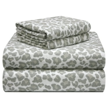 Pointehaven 180 GSM Velvet Feel Luxury Cotton Printed Flannel Sheet Set, California King, Leopard