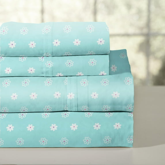 Pointehaven 200 Thread Count Combed Cotton Percale Butterfly Garden 3 pc Sheet Set, Twin Extra Long
