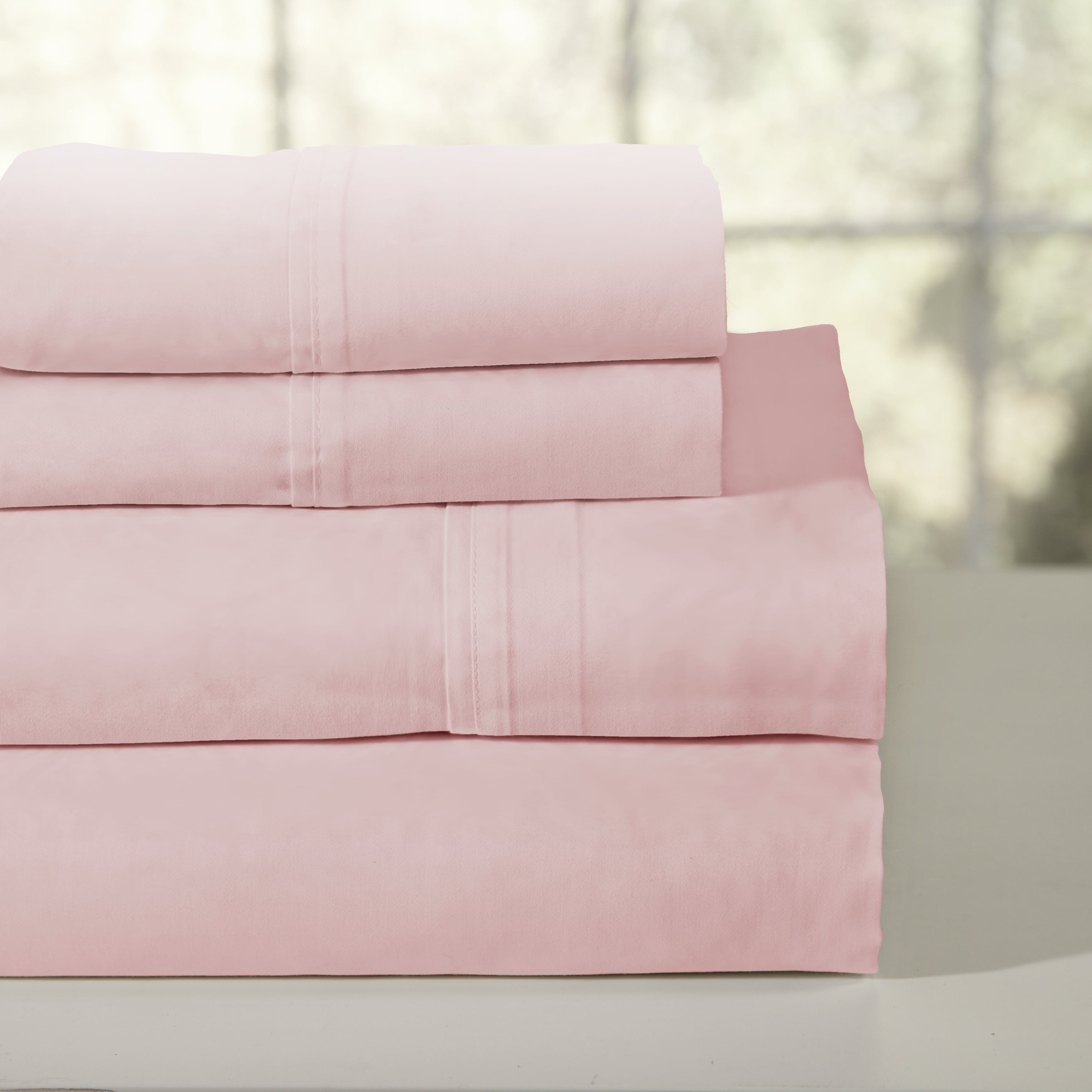 Pointehaven 200 Thread Count Combed Cotton Percale Rose 3 pc Sheet Set ...