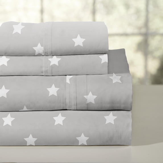 Pointehaven 200 Thread Count Combed Cotton Percale Space Stars 3 pc Sheet Set, Twin