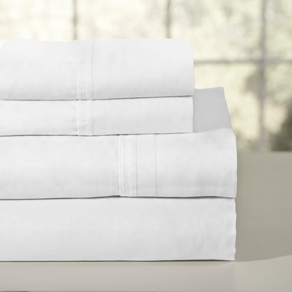 Pointehaven 200 Thread Count Combed Cotton Percale White 4 pc Sheet Set, King