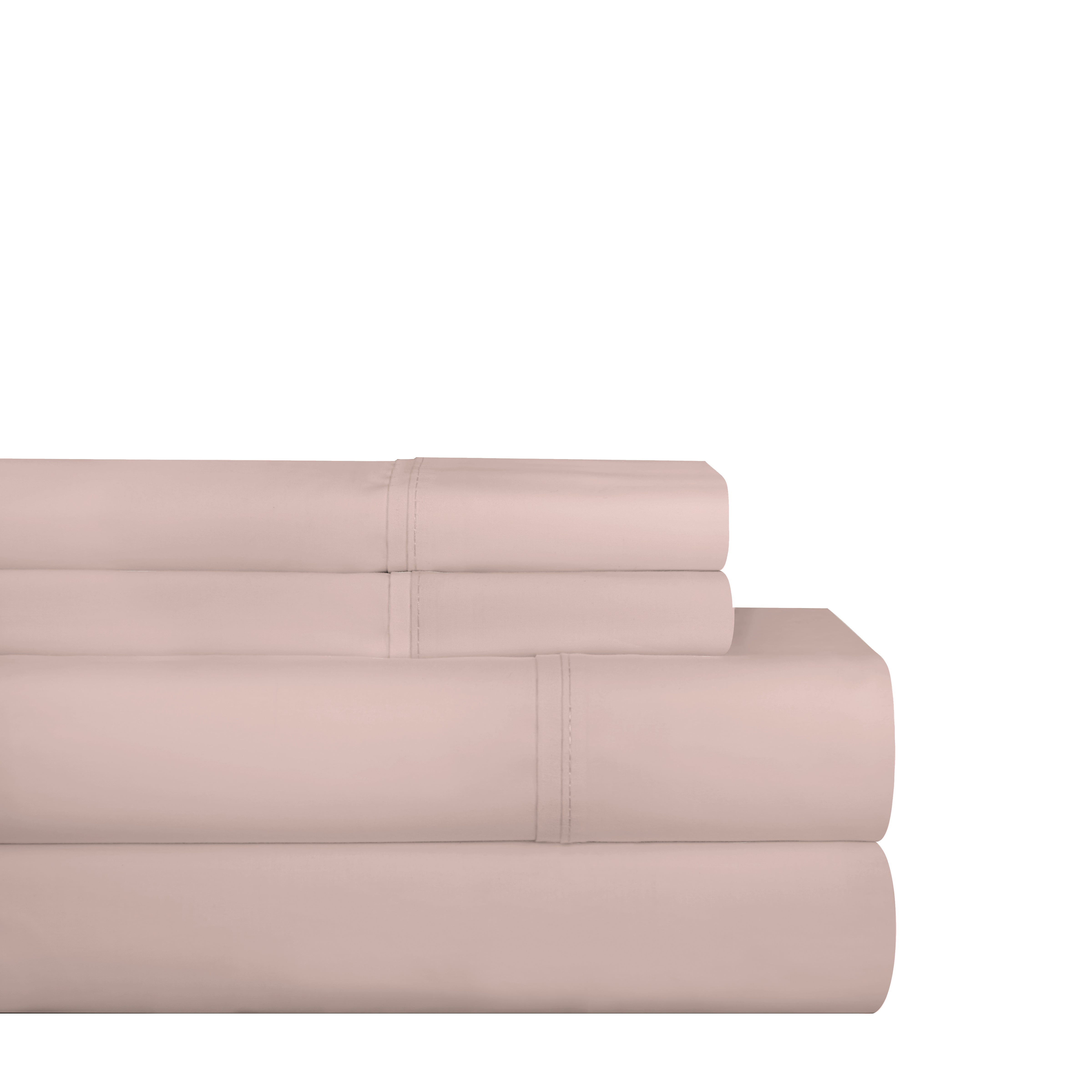 Twin Pink Cotton Percale Bed Sheet Set