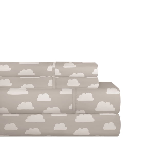 Pointehaven 200TC Cotton Percale Prints and Solids Bed Sheet Set grey clouds Twin Graphic Print Nautical & Coastal, Casual