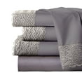 thumbnail image 1 of Pointehaven 300 Thread Count Long Staple Cotton Lace 3 pc Grey Sheet Set, Twin, 1 of 7