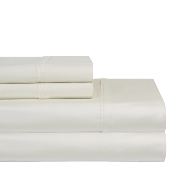 Pointehaven 400 Thread Count Deep Pocket Long Staple Cotton Ivory 3 pc Sheet Set, Twin Extra Long