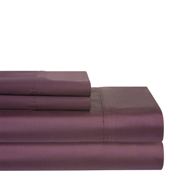 Pointehaven 400 Thread Count Deep Pocket Long Staple Cotton Plum 3 pc Sheet Set, Twin Extra Long