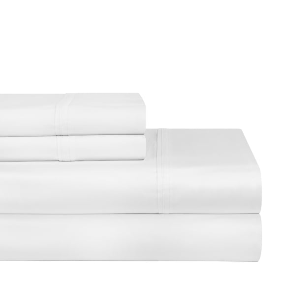 Pointehaven 400 Thread Count Deep Pocket Long Staple Cotton White 3 pc Sheet Set, Twin