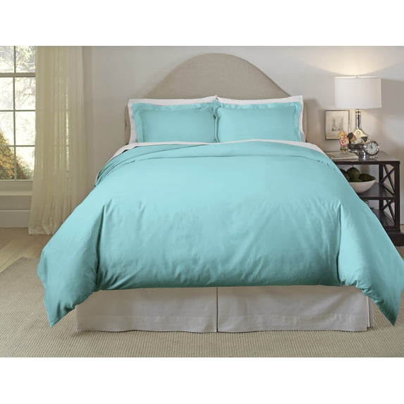 Porch & Den Red Cliff 410 Thread Count Long Staple Cotton Duvet Cover Set Aqua Full/Queen 3 Piece