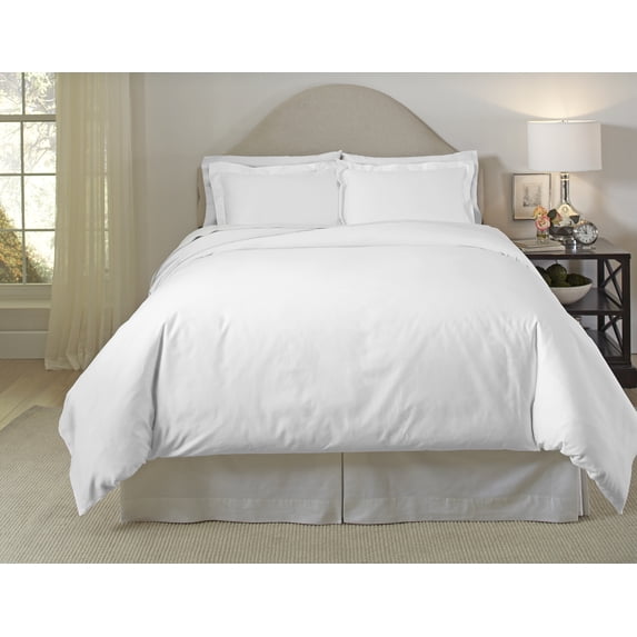 Pointehaven 410 Thread Count White 100% Cotton Solid Sateen 3 pc Duvet Set, King/California King