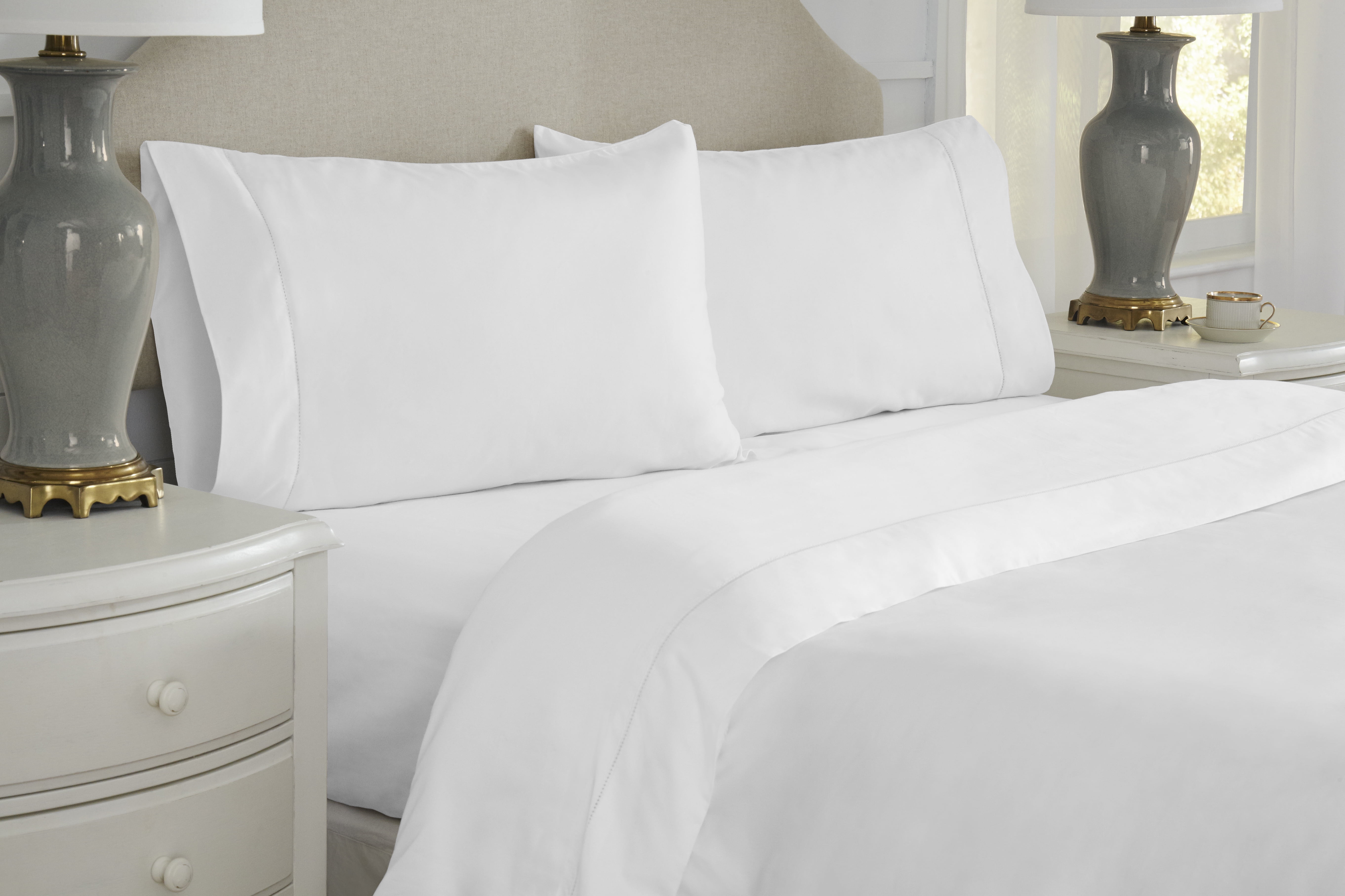 Queen White Cotton Deep Pocket Percale Sheet Set