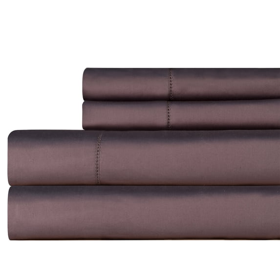 Pointehaven 610 Thread Count 100% Long Staple Cotton Hem Stitch Dark Grey 4 pc Sheet Set, Queen