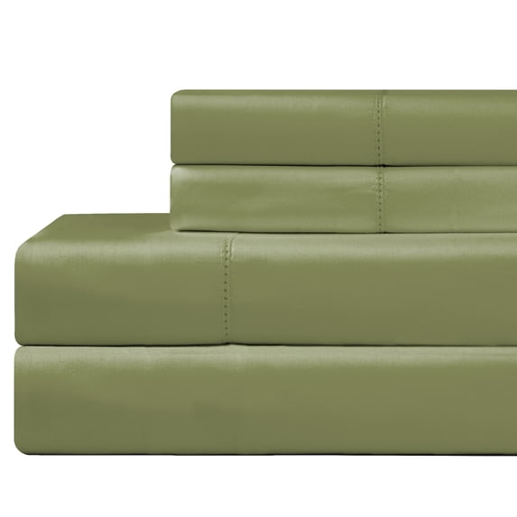 Pointehaven 610 Thread Count 100% Long Staple Cotton Hem Stitch Pistachio 4 pc Sheet Set, King
