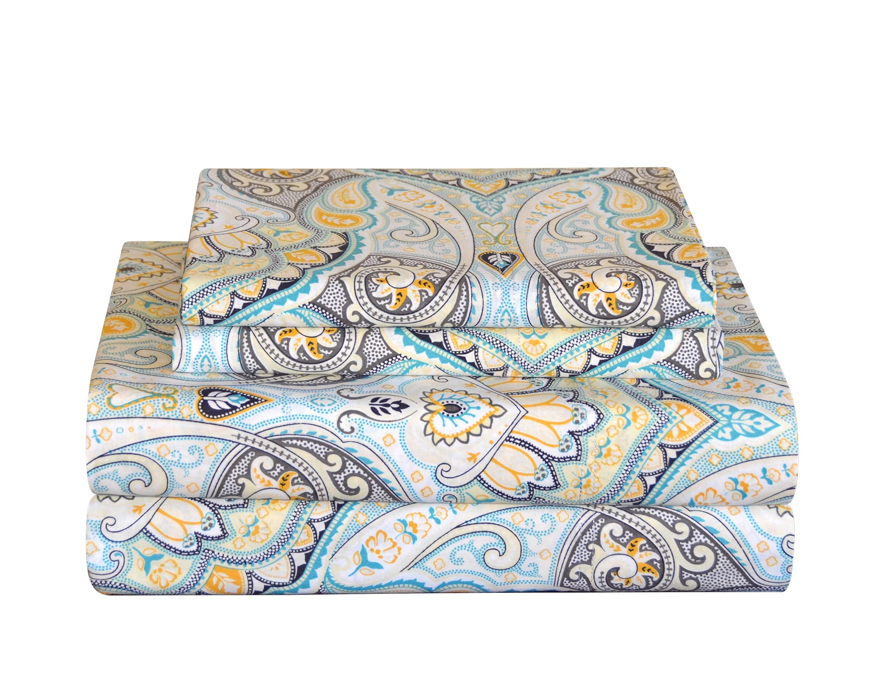 Cypress Queen Cotton Percale Paisley Sheet Set