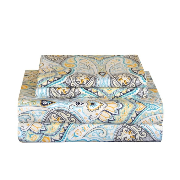 Pointehaven Cypress 200 Thread Count Printed Cotton Percale 4 pc Sheet Set, Queen