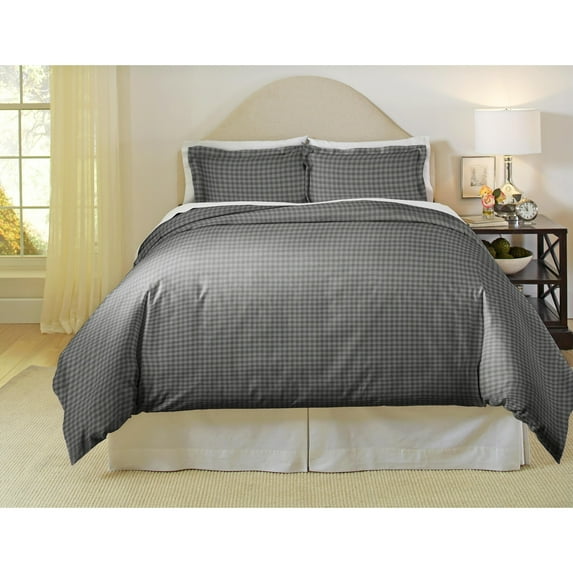 Pointehaven Farmhouse Plaid 180 GSM Cotton Flannel Oversized Duvet Set King - Cal King 3 Piece