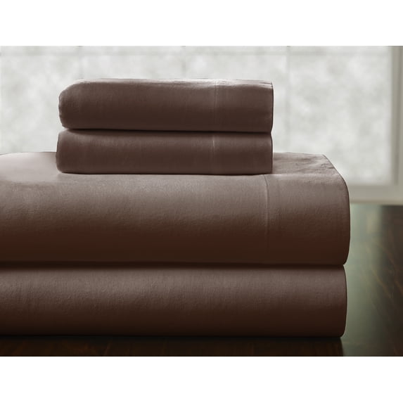 Pointehaven Heavy Weight 100-Percent Cotton Flannel Full Sheet Set, Chocolate