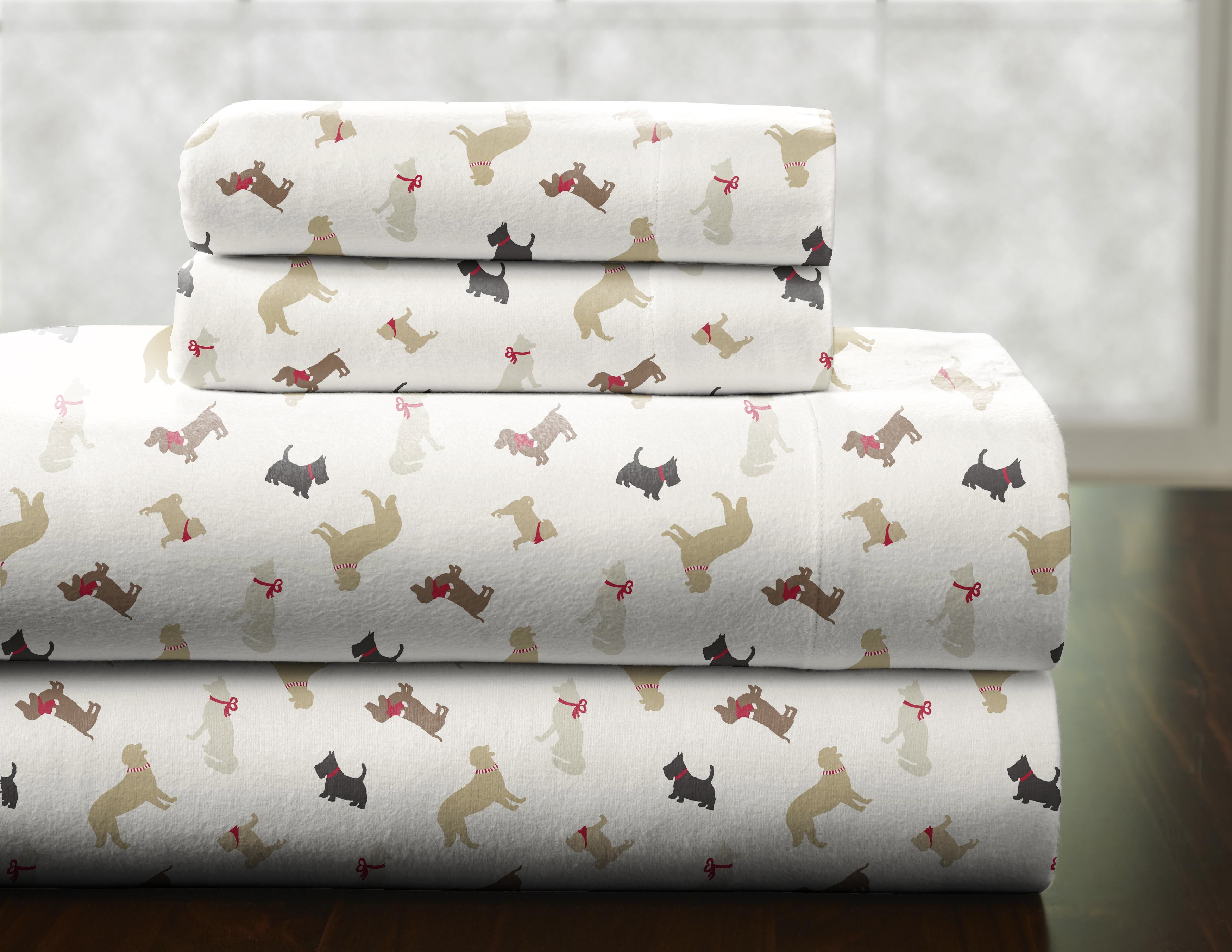 Pointehaven Heavy Weight Flannel Sheet Set, Full, Winter Dogs - Walmart.com