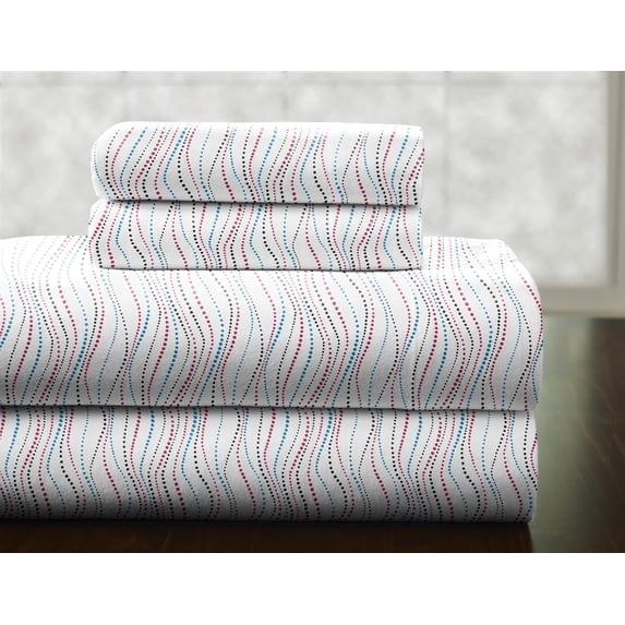 Pointehaven Heavy Weight Printed Flannel Sheet Set, Twin Extra Long, Metro Stripe