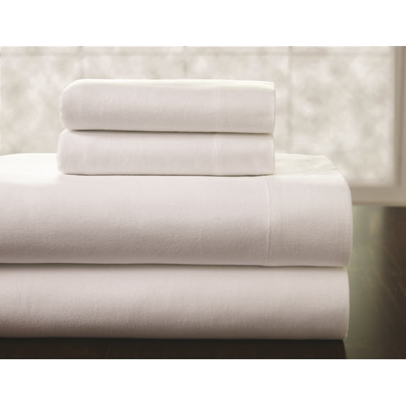 Pointehaven Heavy Weight Solid Flannel 100-Percent Cotton Sheet Set, Ivory, King
