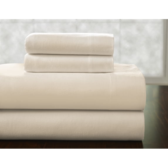 Pointehaven Heavy Weight Solid Flannel 100-Percent Cotton Sheet Set, Linen, Twin Extra Long