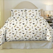 Pointehaven Holiday Dogs 170 GSM 100% Cotton Heavy Weight Flannel 3 pc Duvet Set, Full/Queen