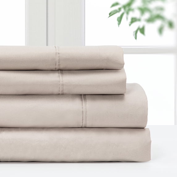 Pointehaven Microfiber Printed and Solid Luxury sized Sheet Set Queen - Ivory