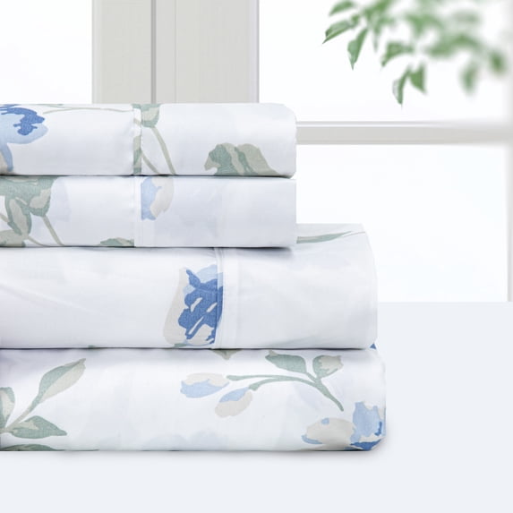 Pointehaven Microfiber Printed and Solid Luxury sized Sheet Set Queen - Meadow