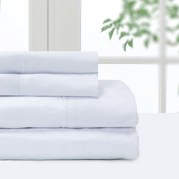 Pointehaven Microfiber Printed and Solid Luxury sized Sheet Set King - White