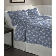 Pointehaven Snowflakes Blue Cotton Flannel Duvet Set Full/Queen, Full - Queen 3 Piece