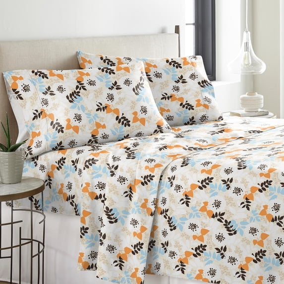 Pointehaven Solid or Print Cotton Heavyweight Flannel Bed Sheet Set Winter Breeze Full Flannel Nature, Striped