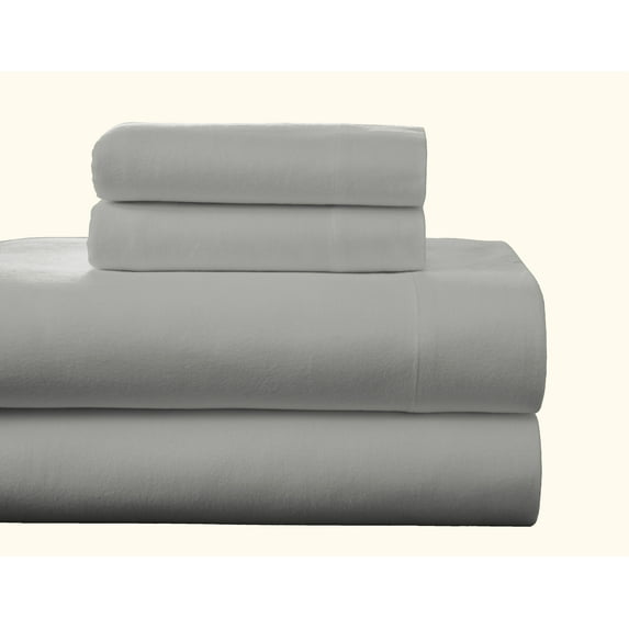 Pointehaven Superior Weight 175 GSM 100% Cotton Heather Grey Flannel Deep Pocket 4 pc Sheet Set, Queen