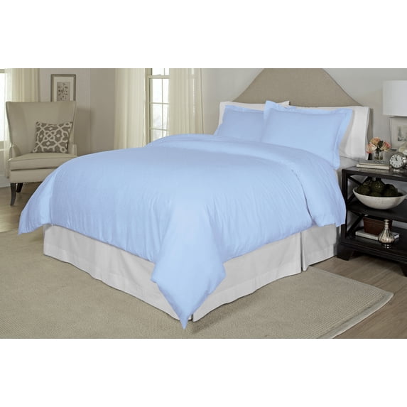 Pointehaven Tone on Tone Printed Blue 300 TC 100% Combed Cotton Sateen 3 pc Duvet Set, Full/Queen