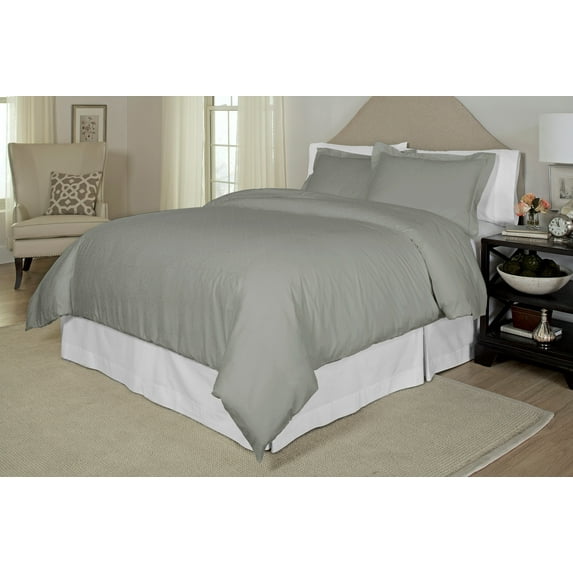 Pointehaven Tone on Tone Printed Sage 300 TC 100% Combed Cotton Sateen 3 pc Duvet Set, King/California King