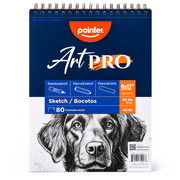 Pointer Art PRO Sketch Pad, 9" x 12", 68 lb 100 Gsm, 80 Sheets, Spiral Bound, Acid-Free, for Drawing and Sketching