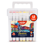 Pointer Art Pro Markers, 48 Dual Tip Alcohol-Based Markers with Chisel Point, Assorted Colors, 1 Pack