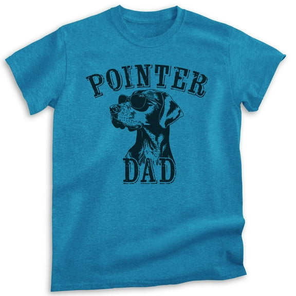 Pointer Dad T-shirt, Unisex Men's Shirt, German Shorthaired Pointer GSP Owner, Best Dog Dad Gift, Heather Blue, Medium