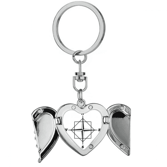 Pointer Direction Compass Heart Angel Wing Key Chain Holder