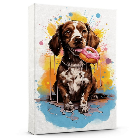 Pointer Dog Canvas Wall Art,Pet Canvas Painting Puppy Artwork,Colorful-Watercolor Original Artwork Print For Bedroom, Bathroom Wall Art decor