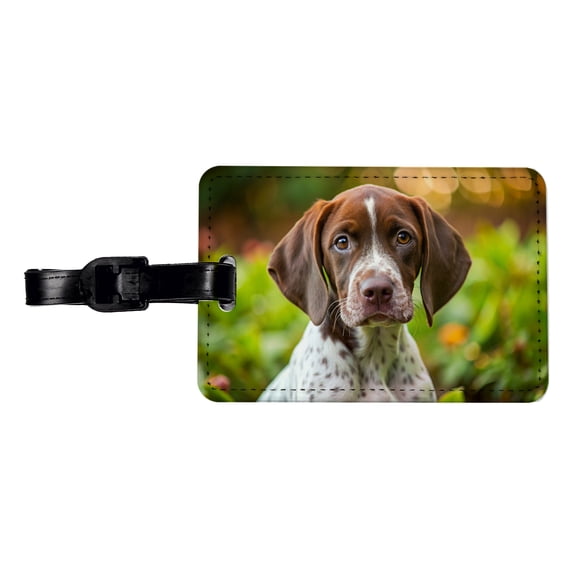 Pointer Dog Puppy Photo Faux Leather Travel Luggage Tag