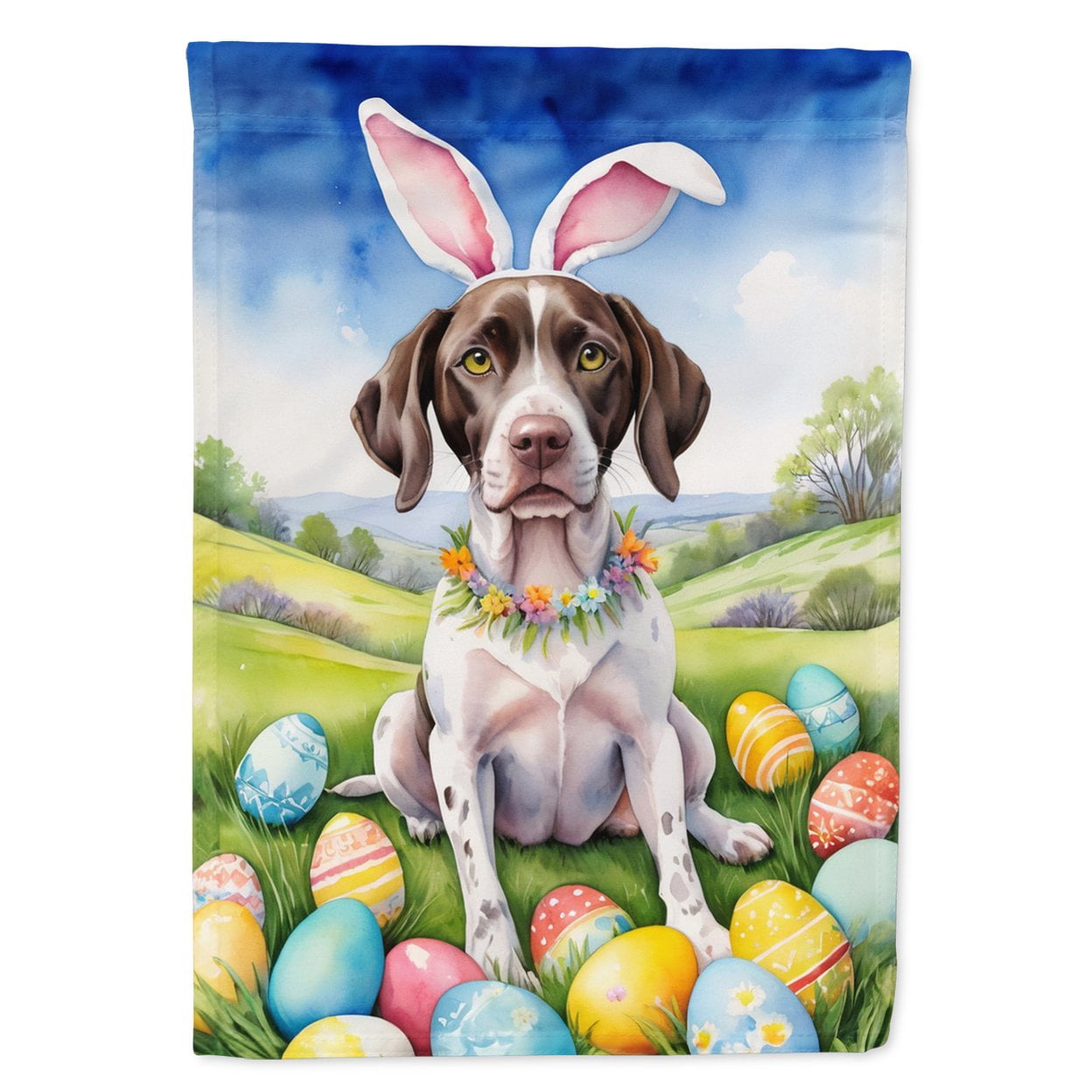 Pointer Easter Egg Hunt House Flag 28 in x 40 in