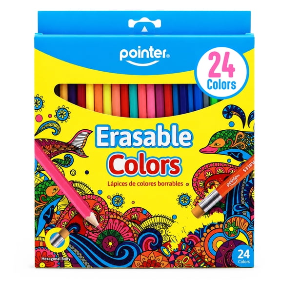 Pointer Erasable Colored Pencils, 24 Count