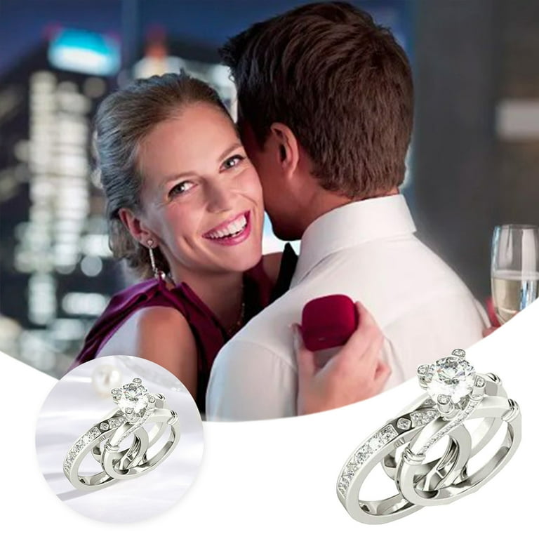 Pointer Finger Rings for Women Size 9 Rings for Teen Girls Vintage Rings Womens Trendy Rings Rings for Teen Girls Pack 2 In 1 Creative Combination Ring Set With Zircon And Versatile