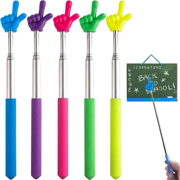Pointer Finger Stick, 5 count Teacher Pointer Stick Retractable Hand Pointer Stick for School Reading Classroom Presentations