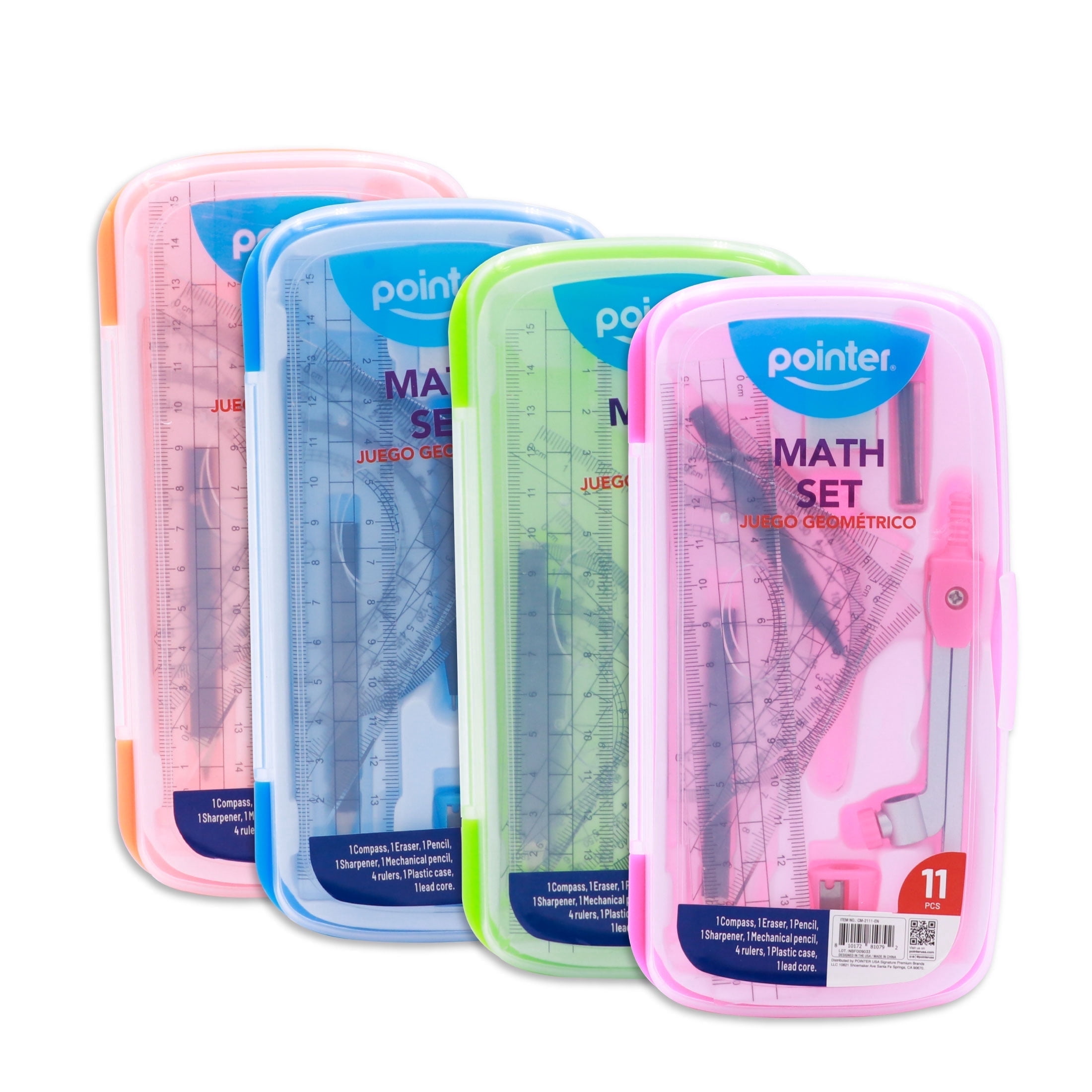 Point R Math Pointer Math Tool Kit with Plastic Storage Case, Random Color, 11 Count ...