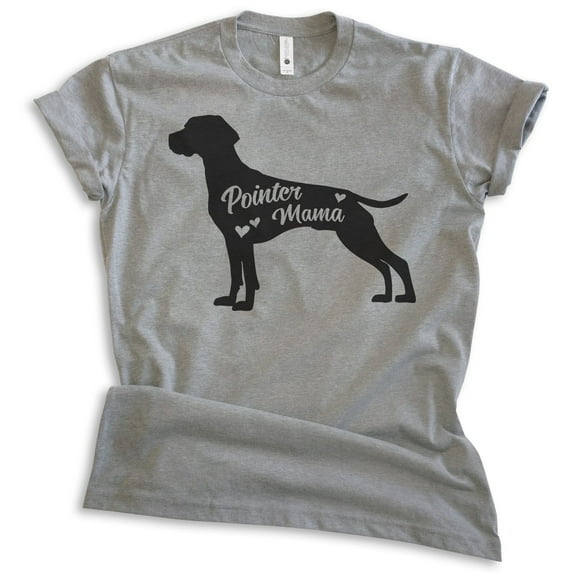 Pointer Mama T-shirt, Unisex Women's Shirt, German Shorthaired Pointer GSP Owner, Best Dog Mom Gift, Dark Heather Gray, X-Large