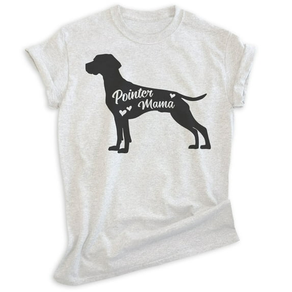 Pointer Mama T-shirt, Unisex Women's Shirt, German Shorthaired Pointer GSP Owner, Best Dog Mom Gift, Heather Ash, 3X-Large