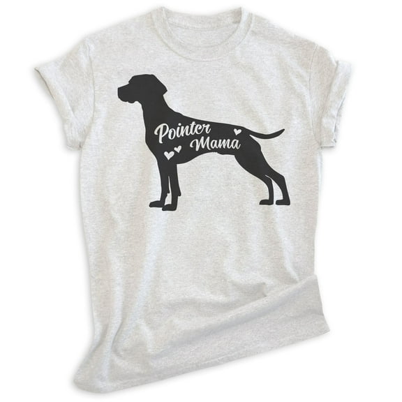 Pointer Mama T-shirt, Unisex Women's Shirt, German Shorthaired Pointer GSP Owner, Best Dog Mom Gift, Heather Ash, X-Small