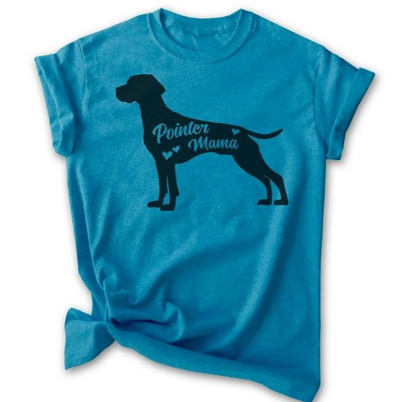 Pointer Mama T-shirt, Unisex Women's Shirt, German Shorthaired Pointer GSP Owner, Best Dog Mom Gift, Heather Blue, Small