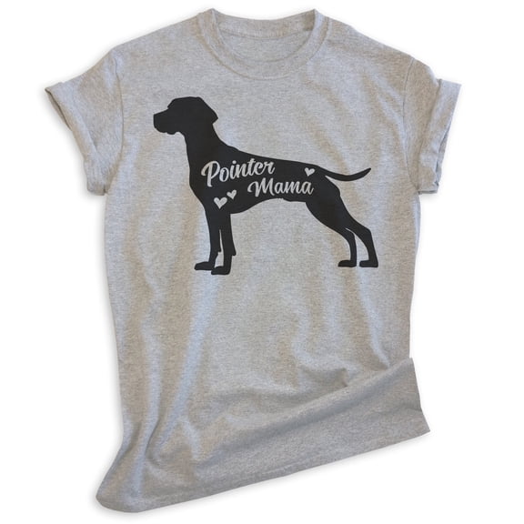 Pointer Mama T-shirt, Unisex Women's Shirt, German Shorthaired Pointer GSP Owner, Best Dog Mom Gift, Heather Gray, Large