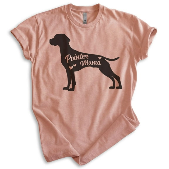 Pointer Mama T-shirt, Unisex Women's Shirt, German Shorthaired Pointer GSP Owner, Best Dog Mom Gift, Heather Sunset, Small